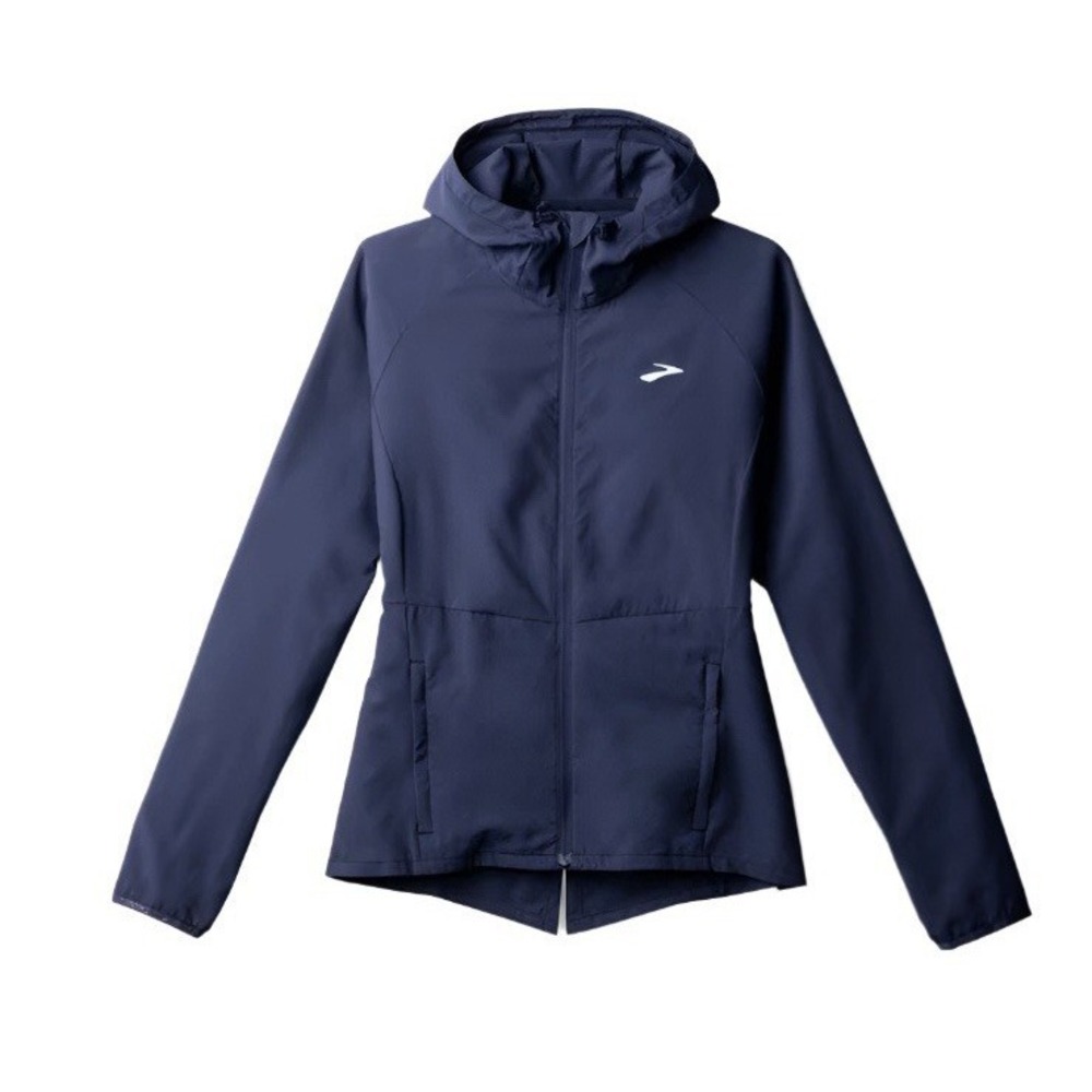 Brooks NWT Womens Canopy Weatherproof Running Jacket Size Small Midnight Blue